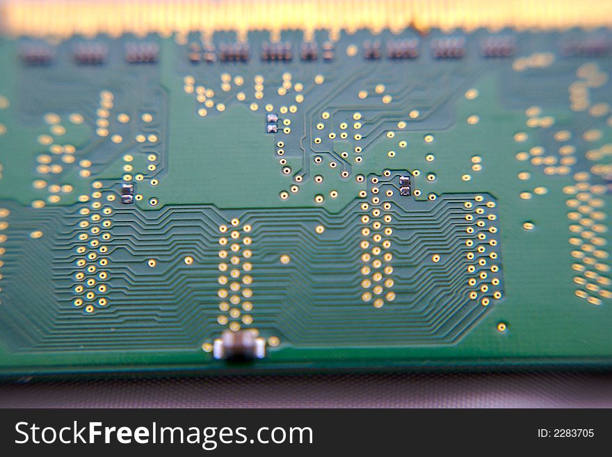 Printed circuit board on a white background