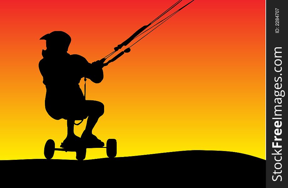 Illustration of a silhouette sunset Buggying