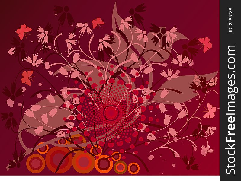 Floral Background  with butterflies - vector. Floral Background  with butterflies - vector