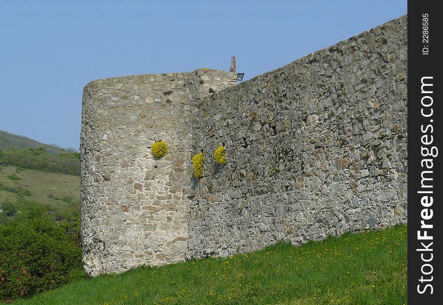 Castle wall of  Devin in Slovakia