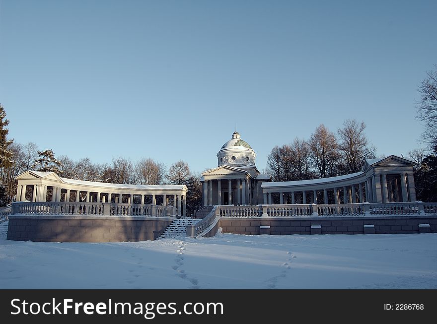 A russian palace under the snow in the winter. A russian palace under the snow in the winter