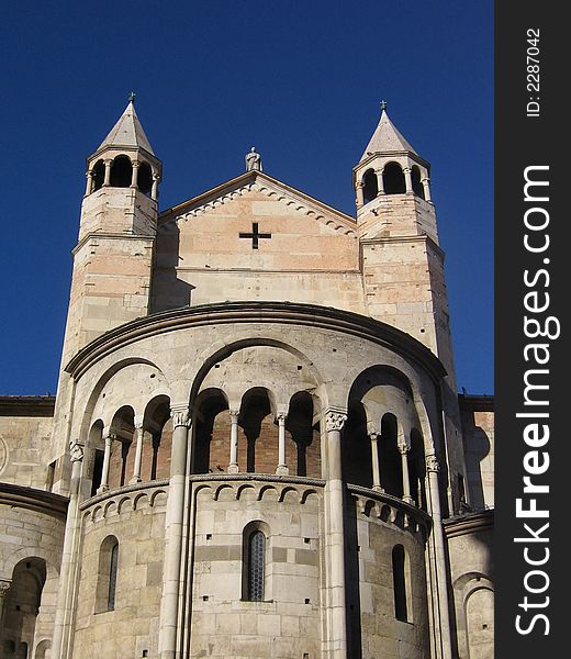 A view of the Cathedral of San Geminiano from the apse - Modena, Italy. A view of the Cathedral of San Geminiano from the apse - Modena, Italy
