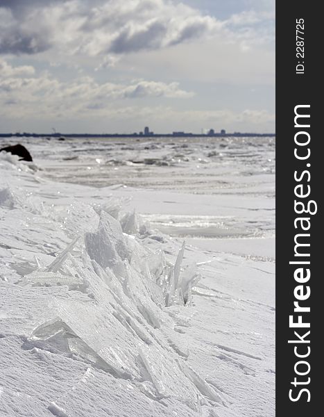 Saint-Petersburg. Ice on gulf of Finland in April. Saint-Petersburg. Ice on gulf of Finland in April