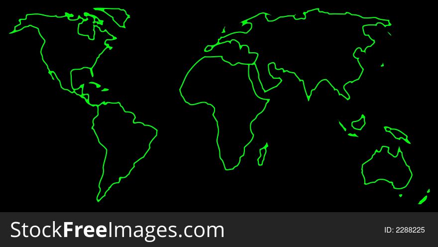 Illustration of world map in neon light style. Illustration of world map in neon light style