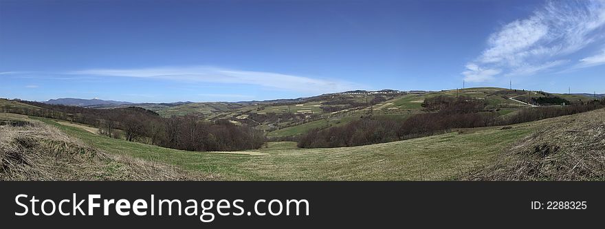 Wide panoramic picture of the countryside in spring. Wide panoramic picture of the countryside in spring