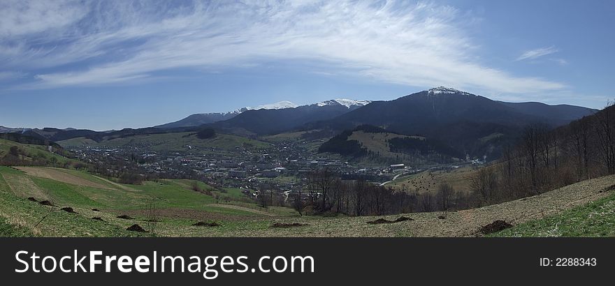 Panorama of mountain town