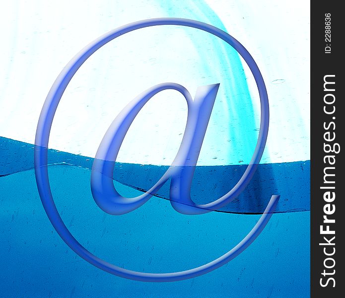 Glass email symbol over painted textured background.