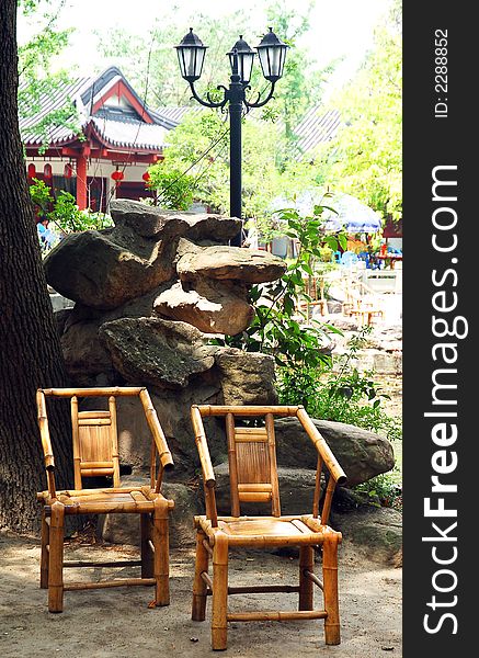 Tea house in a Chinese bamboo garden in Chengdu,capital of Sichuan. Tea house in a Chinese bamboo garden in Chengdu,capital of Sichuan