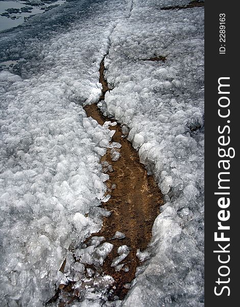 Coast of lake covered by pieces of an ice. Coast of lake covered by pieces of an ice.