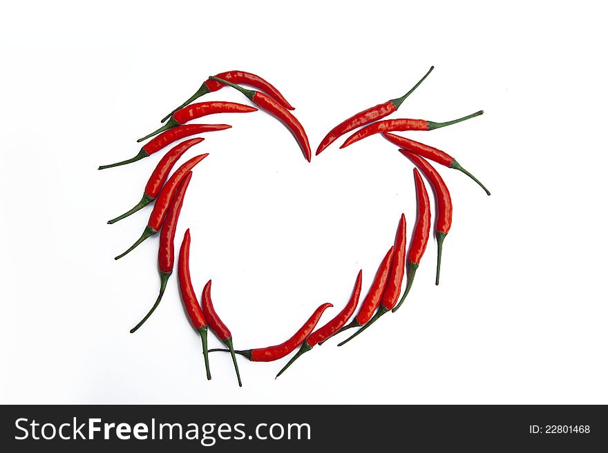 Heart of chili peppers, symbol of love. Heart of chili peppers, symbol of love