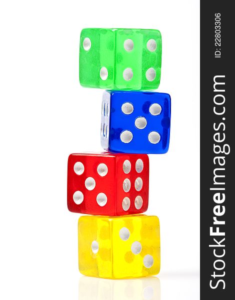 Colorful stack dices on the white background. Colorful stack dices on the white background