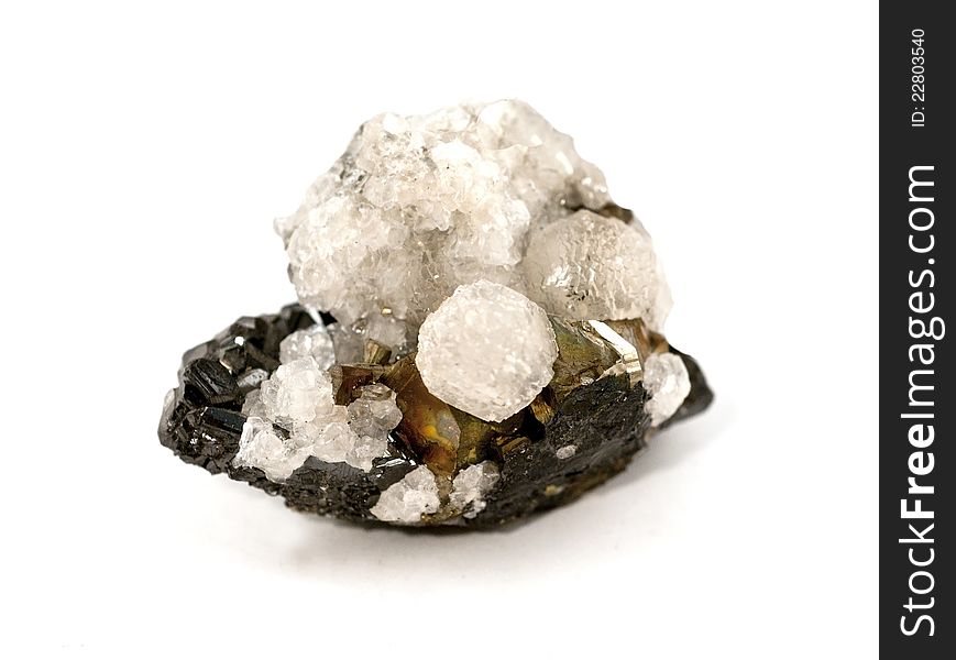 Sfaleryte mineral mixed with calcite. Ore mineral. Macro