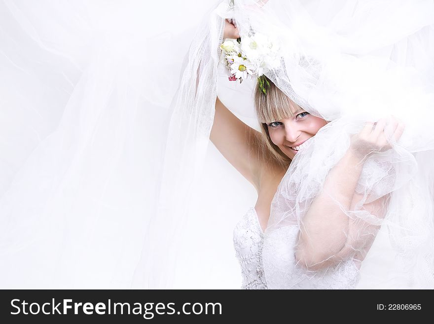 Beautiful Bride In White Veil
