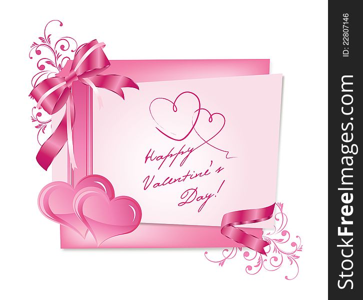 Pink Valentine's day card. Pink Valentine's day card