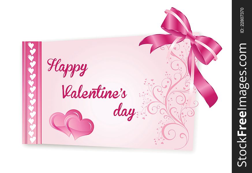 Pink Valentine's day card. Pink Valentine's day card