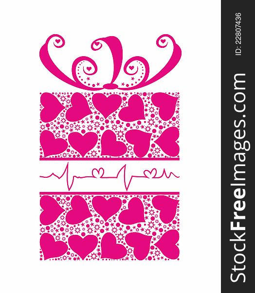 Abstract pink gift with hearts. Vector illustration. Abstract pink gift with hearts. Vector illustration