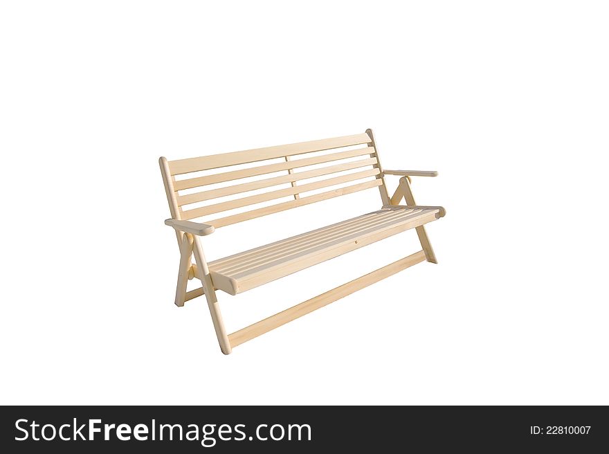 One linden bench isolated on white background