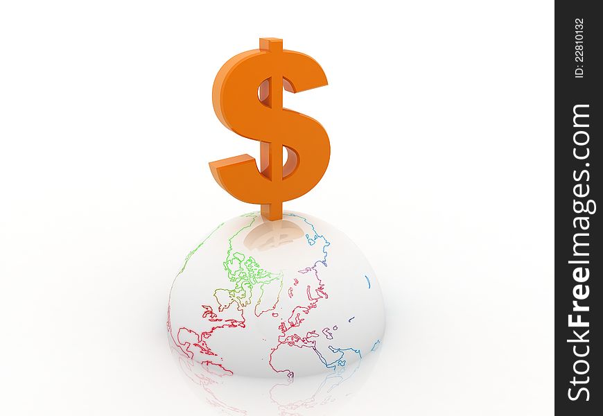 3d dollar with a globe