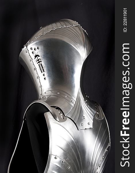 Armour of the medieval knight. Metal protection of the soldier against the weapon of the opponent