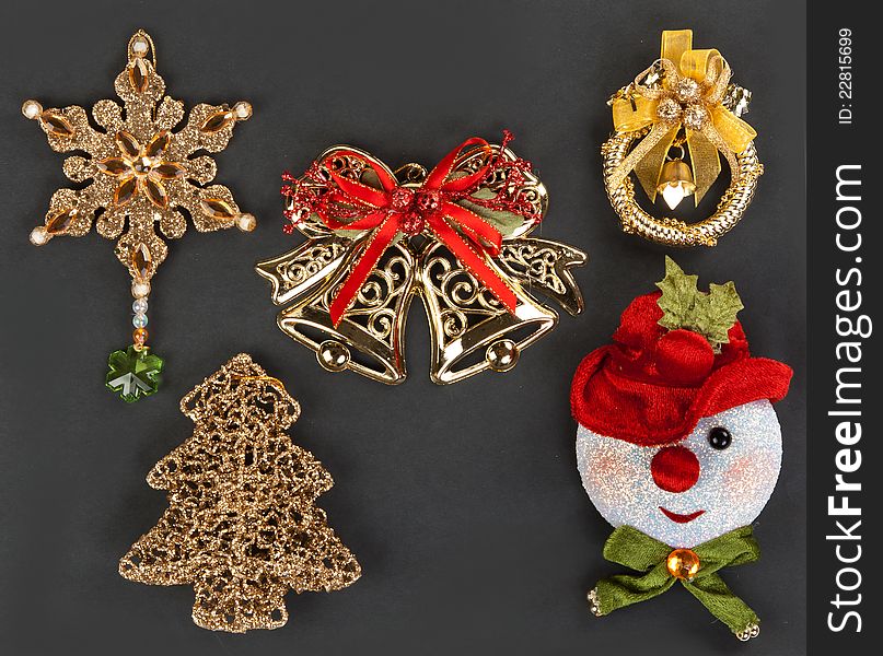 Christmas ornaments and decorations on a dark background
