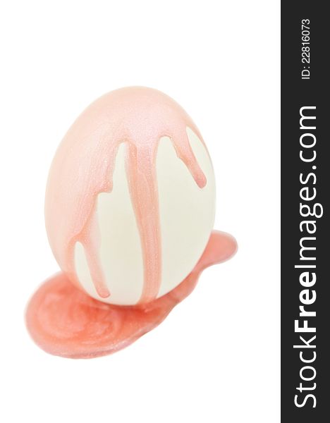 Easter Egg Painted Pink And Coral With Liquid Colors Shimmer