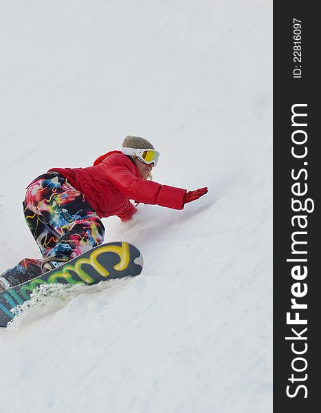 Girl on snowboard