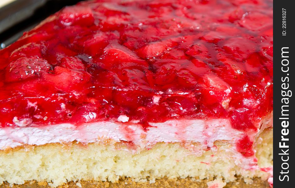 Appetizing slice of strawberry pie