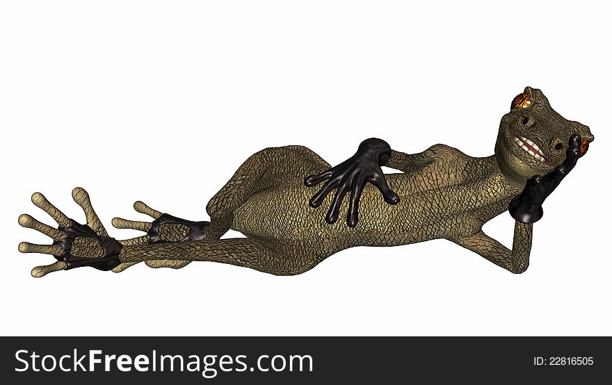 Illustration of a salamander relaxing. Illustration of a salamander relaxing