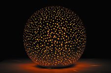 Glowing Ball-Shaped Candle Holder In The Dark Royalty Free Stock Images Glowing Ball-Shaped Candle Holder In The Dark Royalty Free Stock Images
