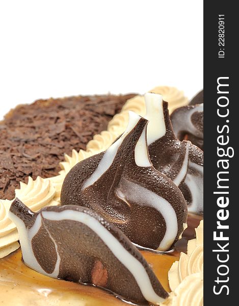 Delicious Cake with Chocolate Decorations