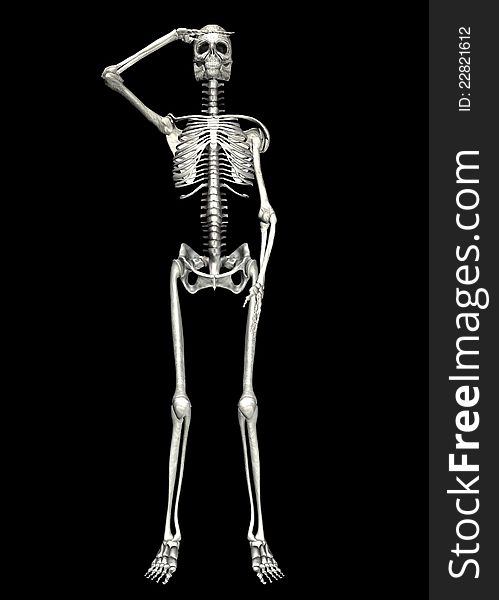 Skeleton saluting on a black background. Skeleton saluting on a black background.