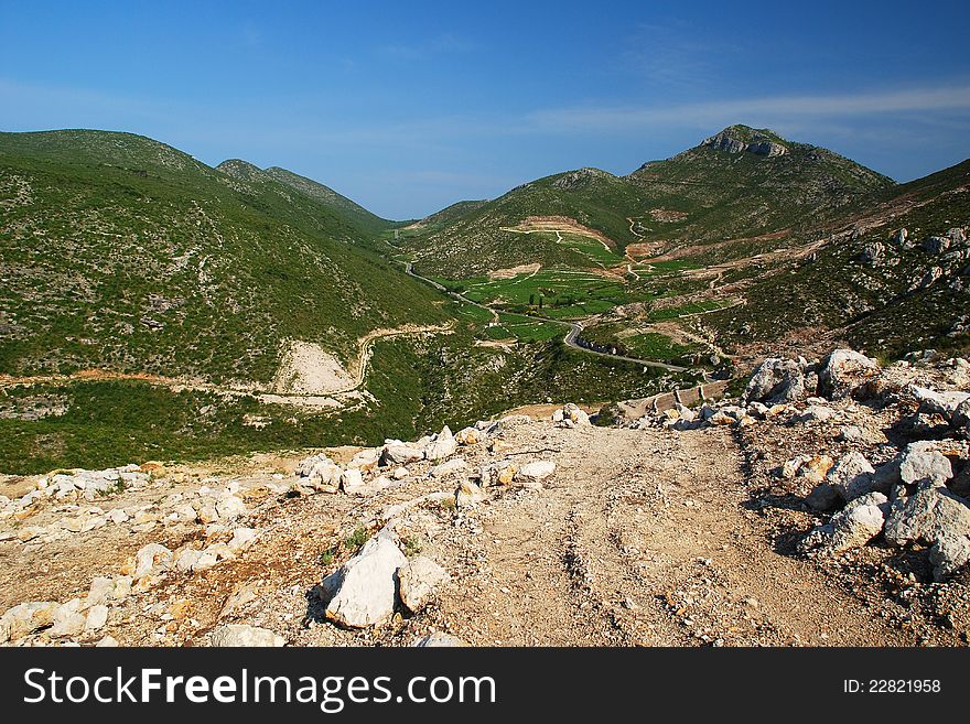 The wild landscape on the Croatian island of Peljesac. The wild landscape on the Croatian island of Peljesac