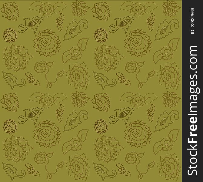 Beautiful Seamless Pattern With Brown Rose