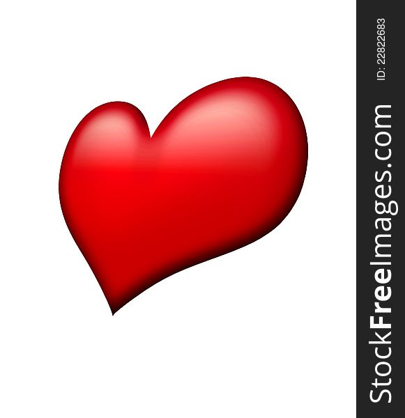 Red Heart Over White Background