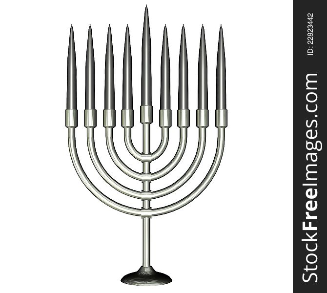 Illustration of a Menorah with Candles