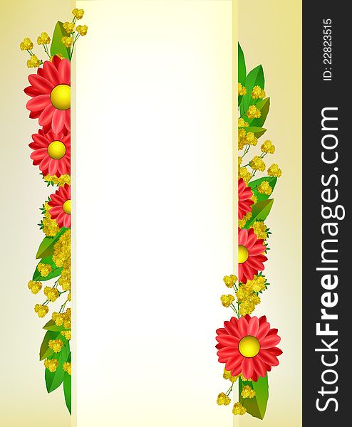 Red flower background frame with place for text