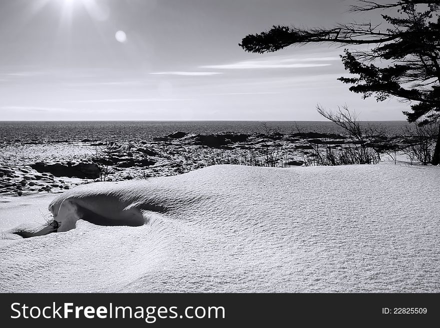 Lake Superior Winter B & W