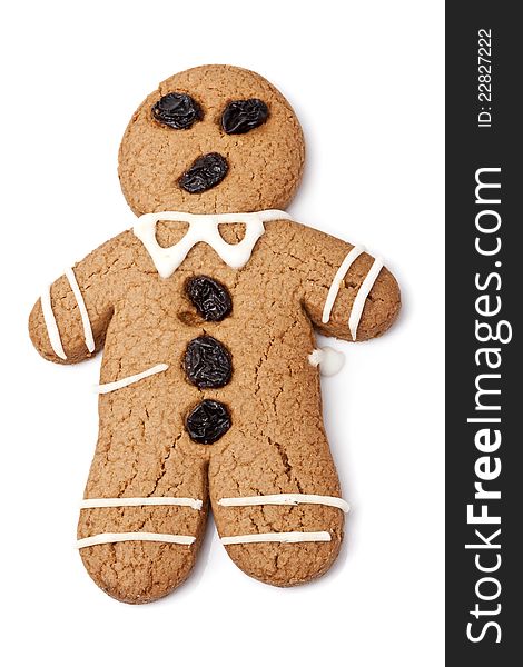 Gingerbread man on white background.