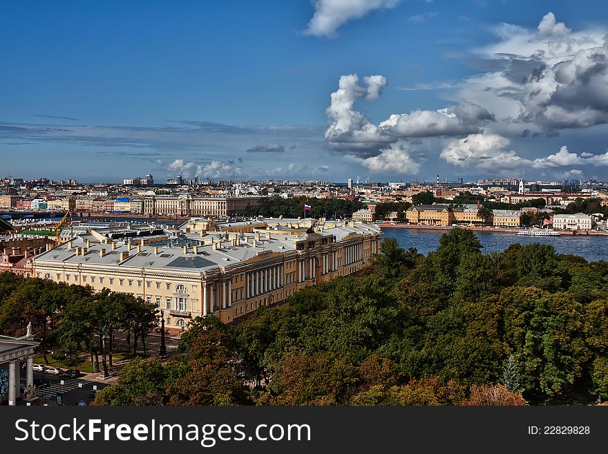 Urban landscape, the city of St. Petersburg, view from above