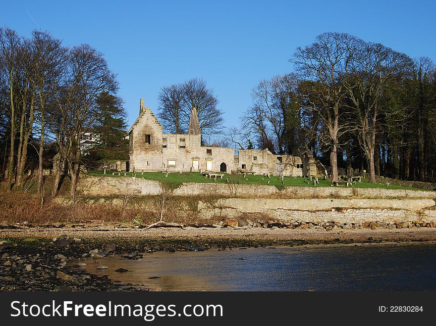 Bare trees surround the ruins of St. Bridgets Kirk in Dalgety Bay