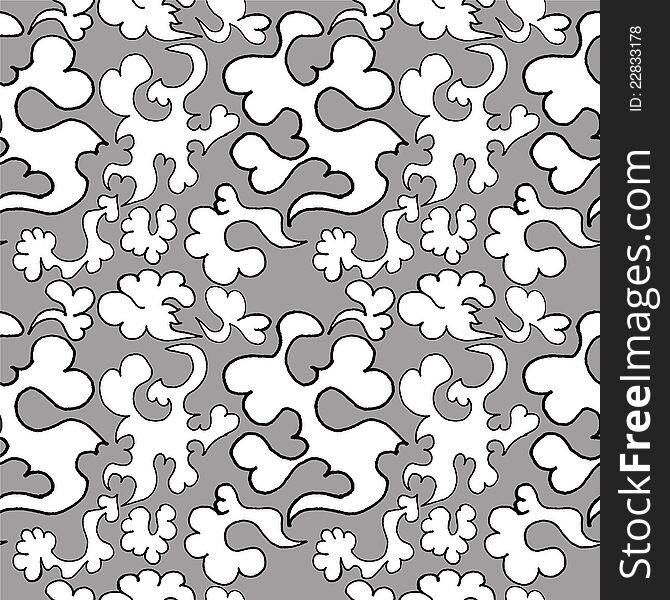 Seamless pattern with hearts doodle on grey background