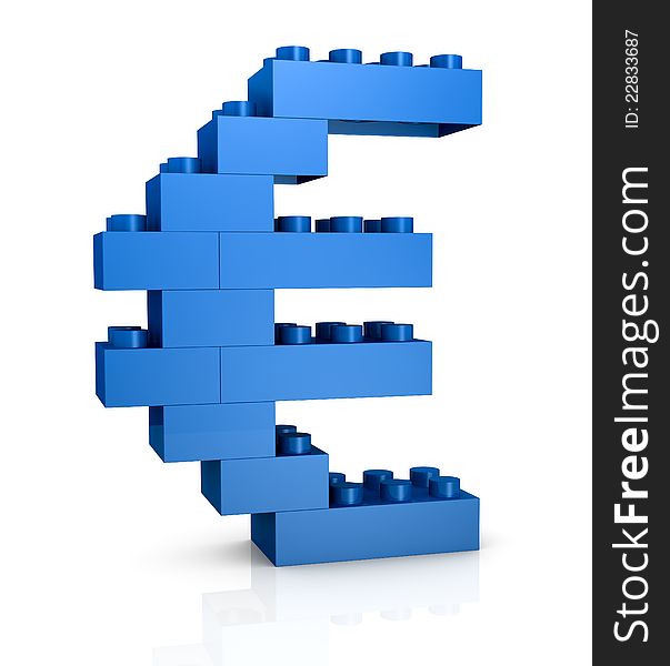 The euro symbol made with plastic bricks (3d render). The euro symbol made with plastic bricks (3d render)