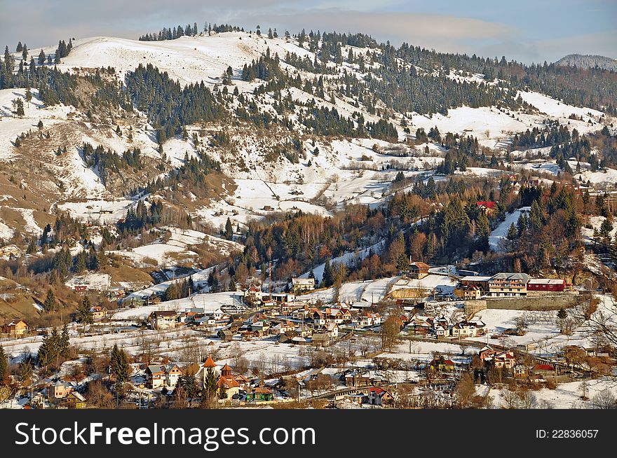 Village in mountain valley in transylvania. Village in mountain valley in transylvania