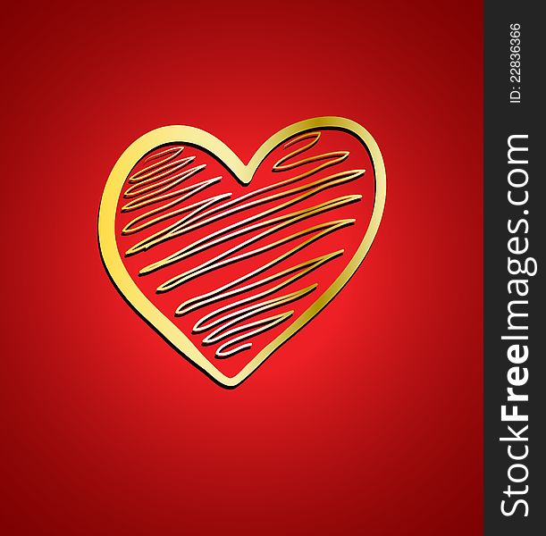 Heart on red background. Valentine or wedding card design