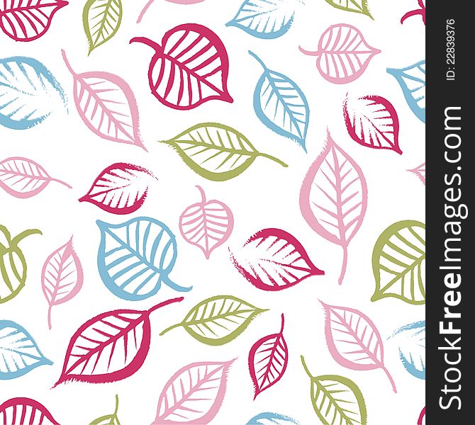 Seamless pattern with multicoloured leaves on white background. Vector illustration. Seamless pattern with multicoloured leaves on white background. Vector illustration
