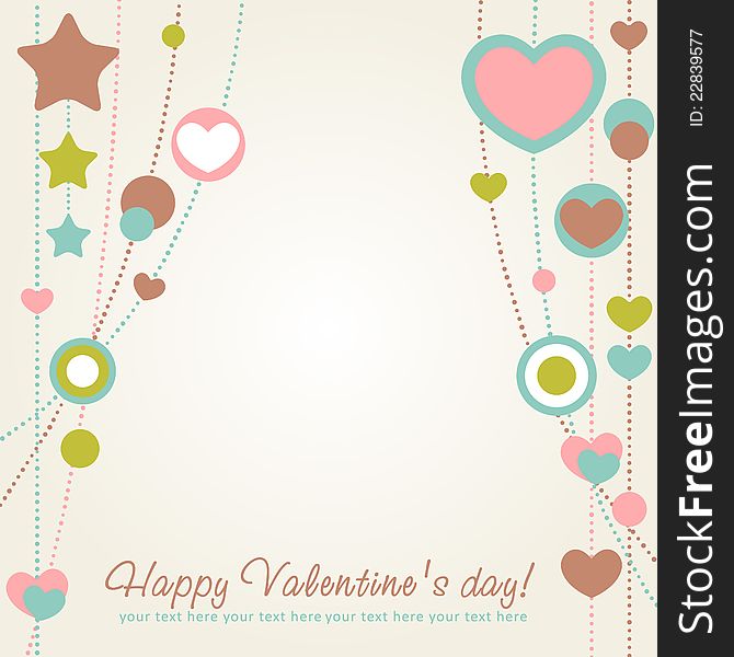 Valentine Congratulation Card With Hearts