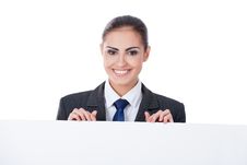 Businesswoman Pointing On Copyspace Stock Photo