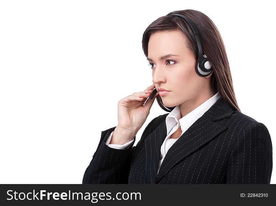 Woman Operator of call center with headset