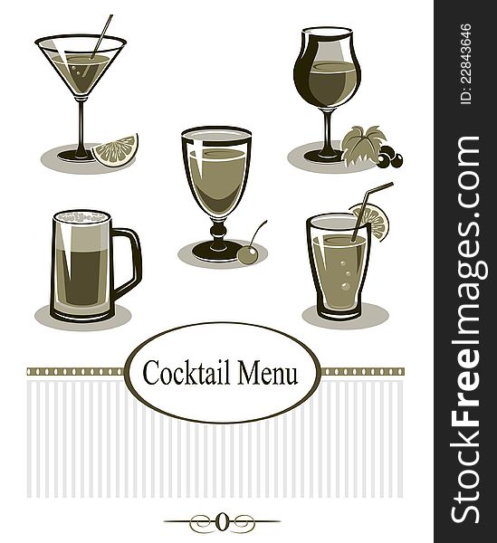 Vector illustration of summer drinks menu. Easy to edit. Vector illustration of summer drinks menu. Easy to edit