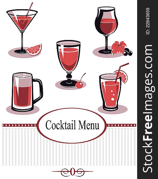 Vector illustration of cocktail icons set. Easy to edit. Vector illustration of cocktail icons set. Easy to edit